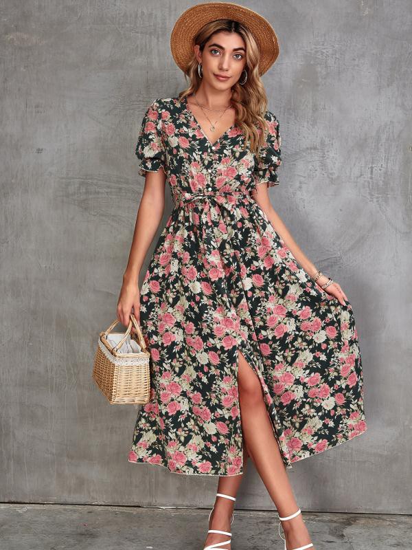 Floral Dress with Slit