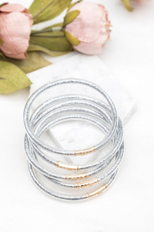 Glitter Jelly Bangle Bracelets (3 Color Options)