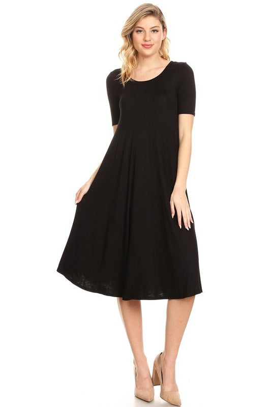 Jersey knit short sleeve oversized a-line dress (9 colors)