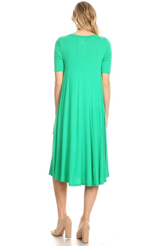 Jersey knit short sleeve oversized a-line dress (9 colors)