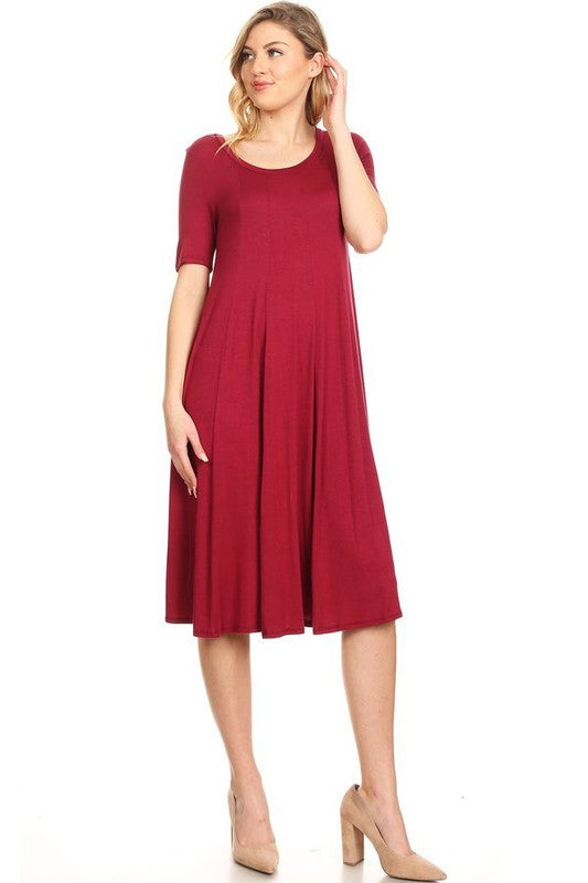 Jersey knit short sleeve oversized a-line dress (9 colors)