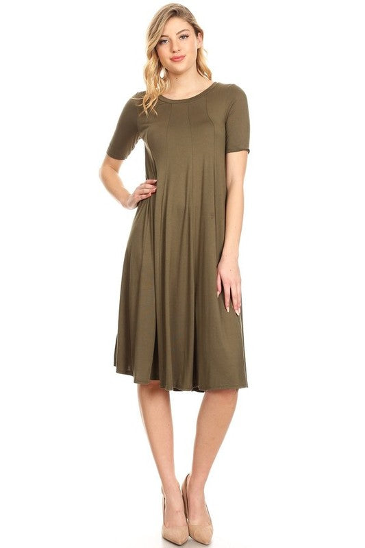 Jersey knit short sleeve oversized a-line dress (9 colors)