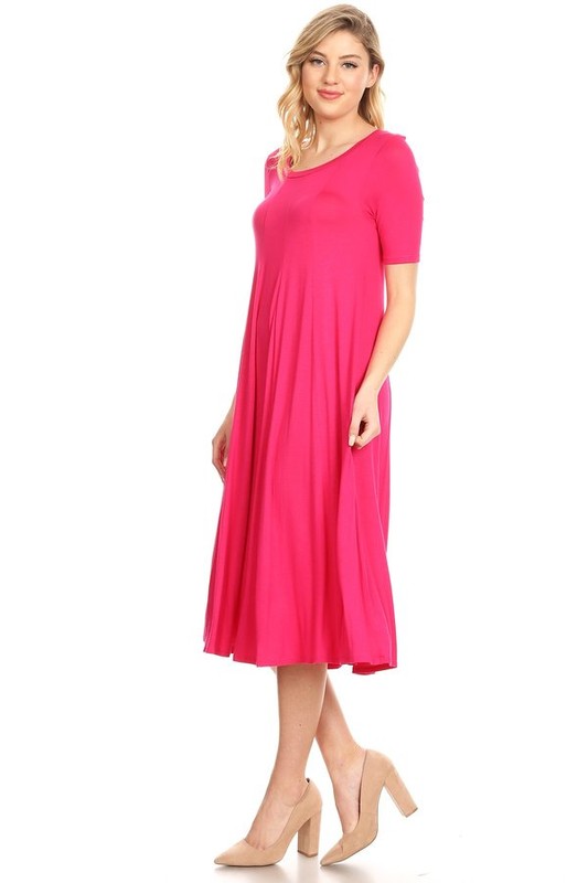 Jersey knit short sleeve oversized a-line dress (9 colors)