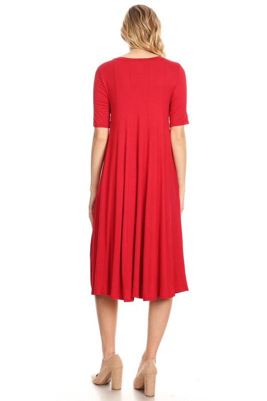 Jersey knit short sleeve oversized a-line dress (9 colors)