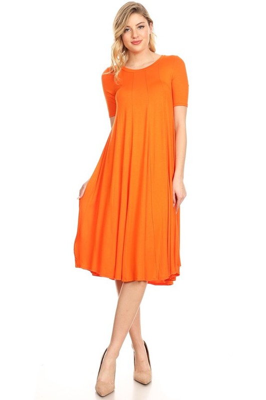 Jersey knit short sleeve oversized a-line dress (9 colors)