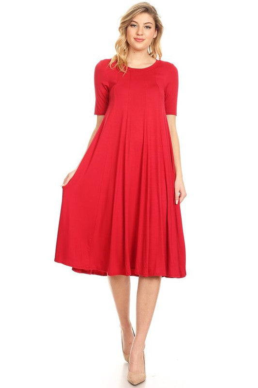 Jersey knit short sleeve oversized a-line dress (9 colors)