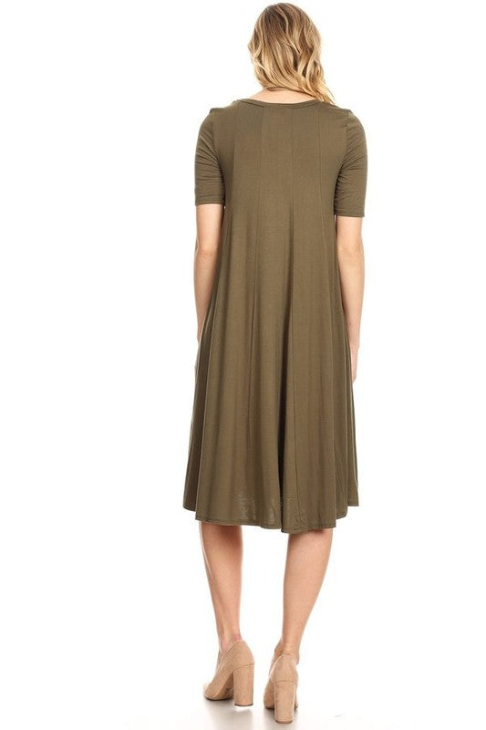 Jersey knit short sleeve oversized a-line dress (9 colors)
