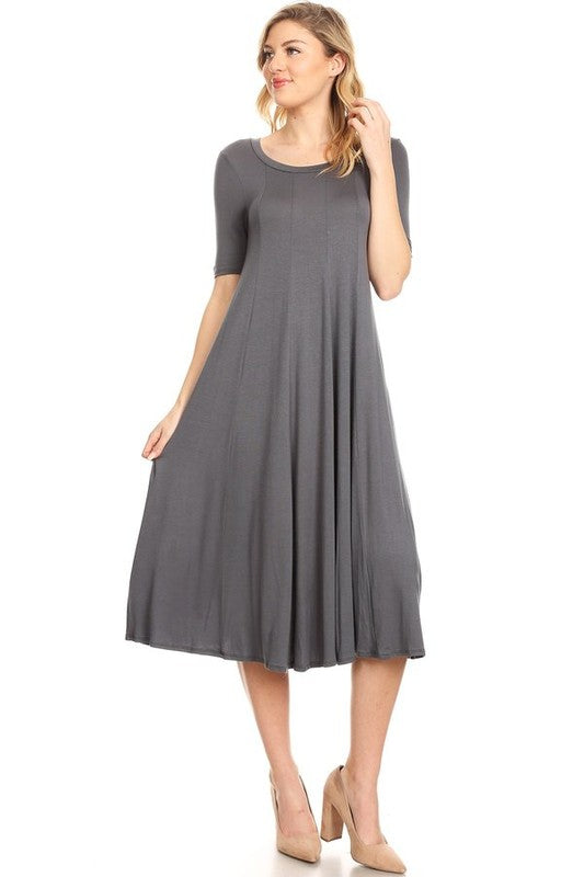 Jersey knit short sleeve oversized a-line dress (9 colors)