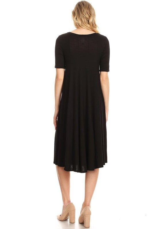 Jersey knit short sleeve oversized a-line dress (9 colors)