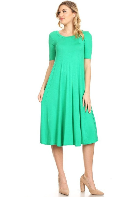 Jersey knit short sleeve oversized a-line dress (9 colors)