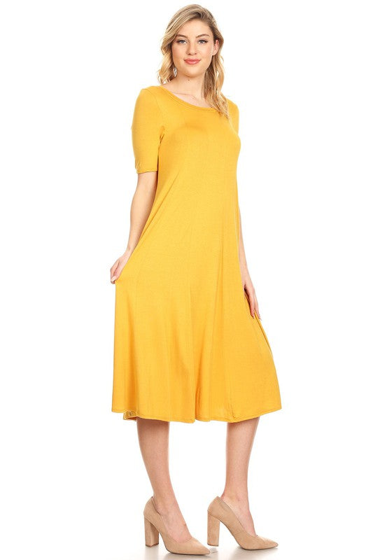 Jersey knit short sleeve oversized a-line dress (9 colors)