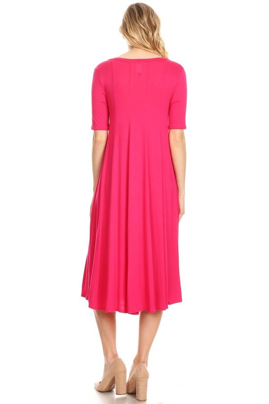Jersey knit short sleeve oversized a-line dress (9 colors)