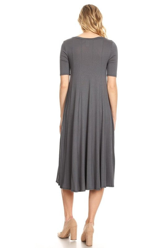 Jersey knit short sleeve oversized a-line dress (9 colors)