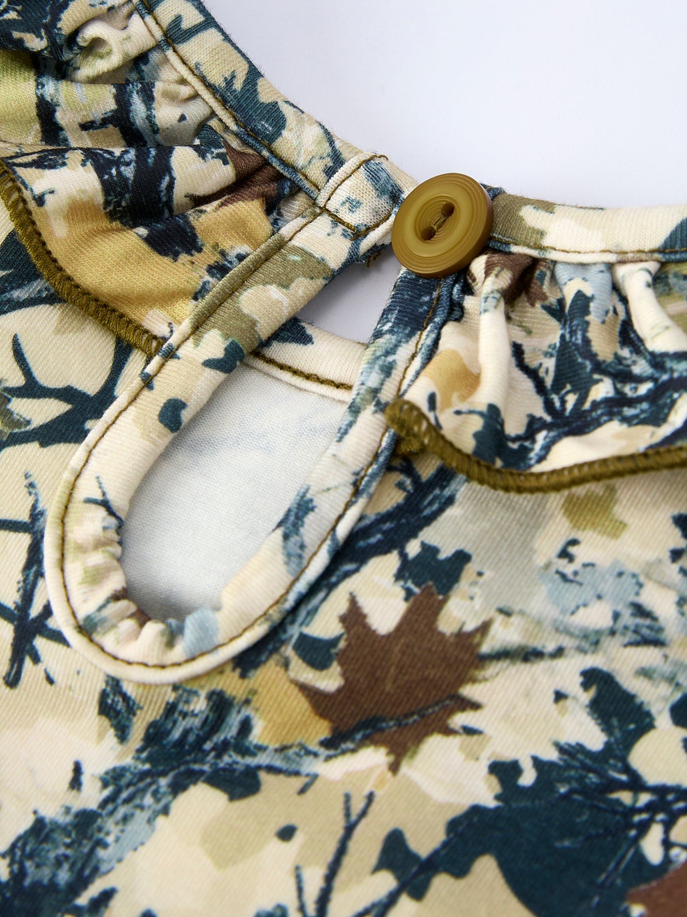 Camo Duck Smocked Bow Ruffle Sleeves Girls Dress