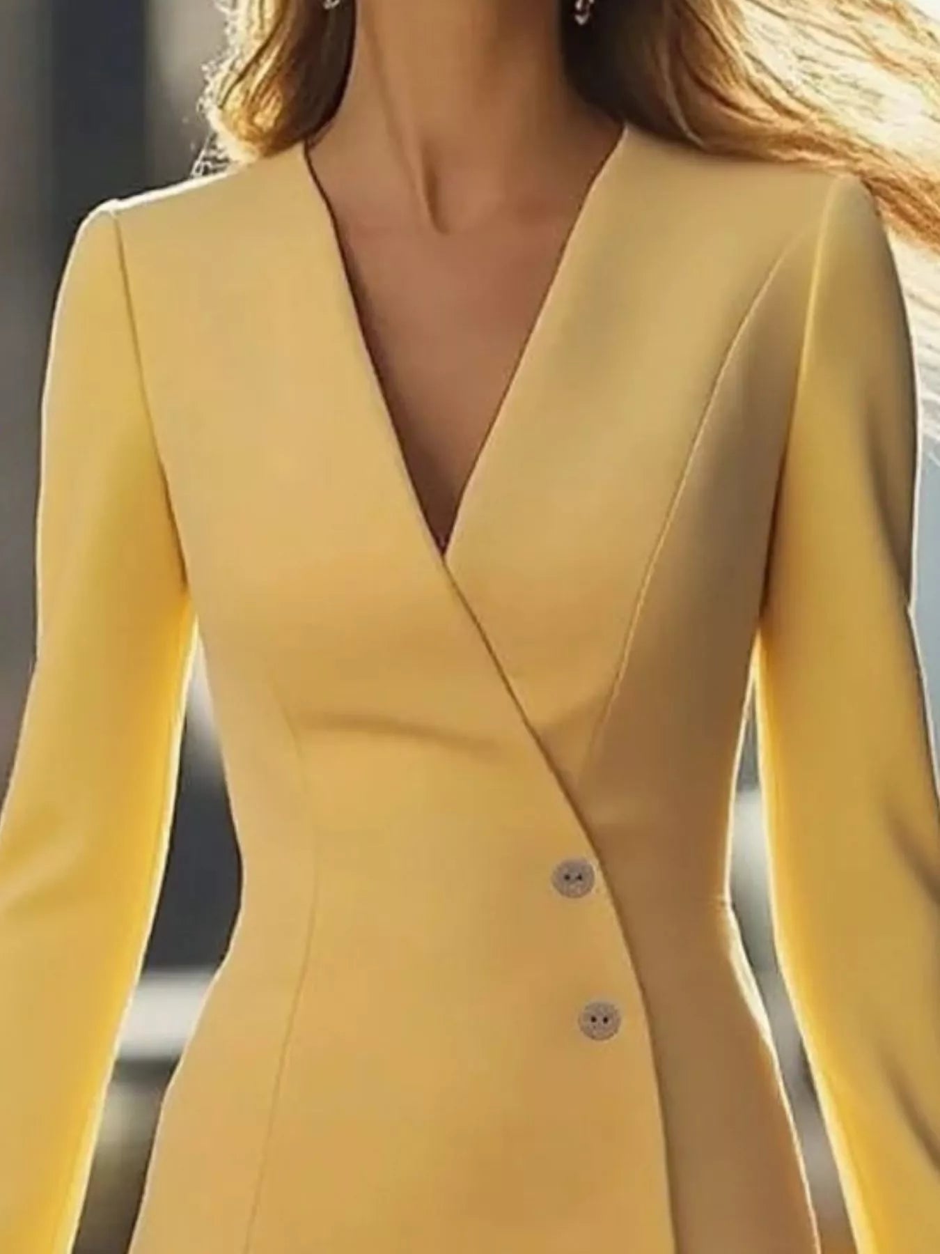 Long Sleeve Blazer Dress with Buttons (4 Colors)