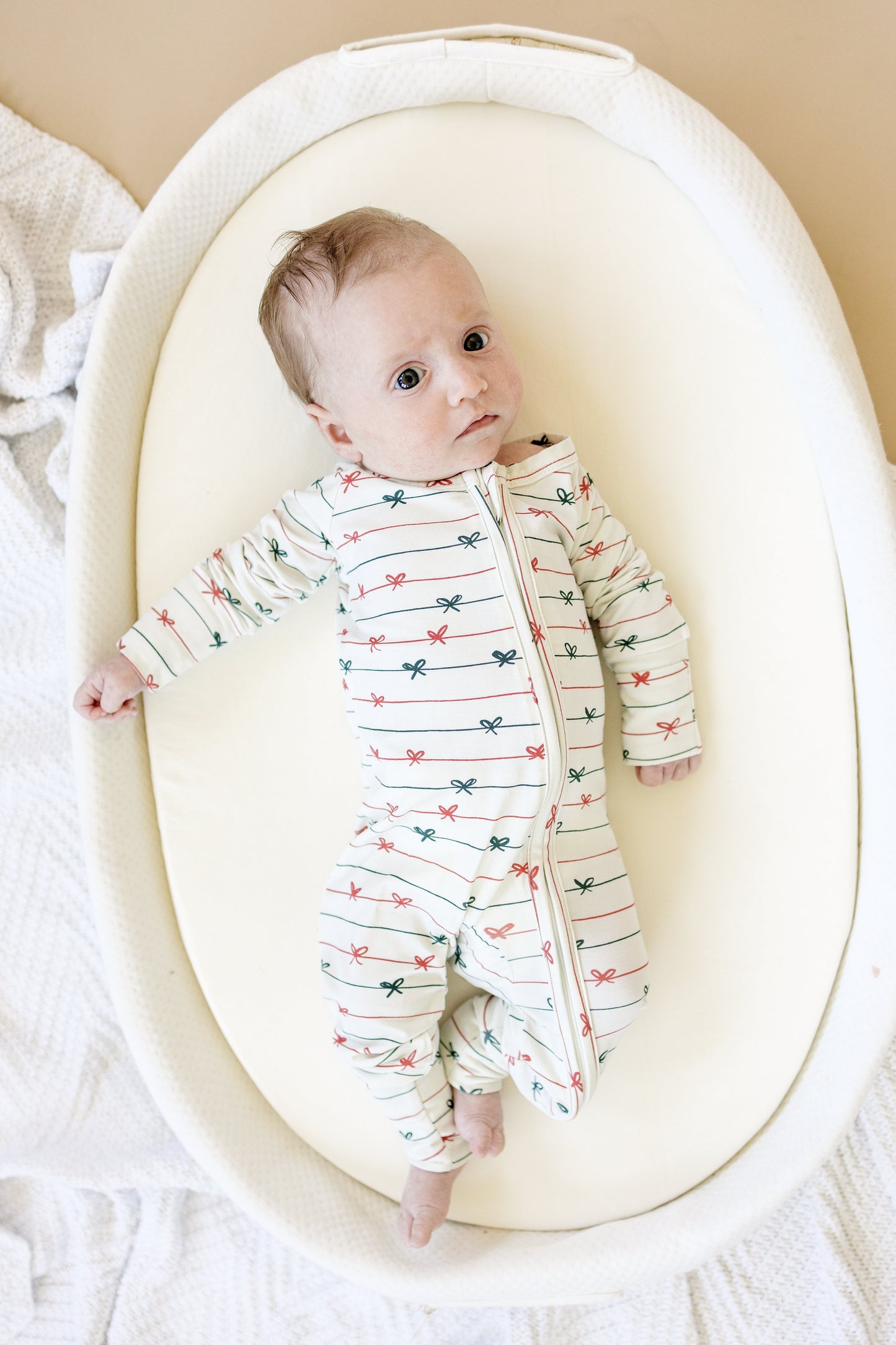 Tied with a Bow Christmas Bamboo Zippy Pajamas