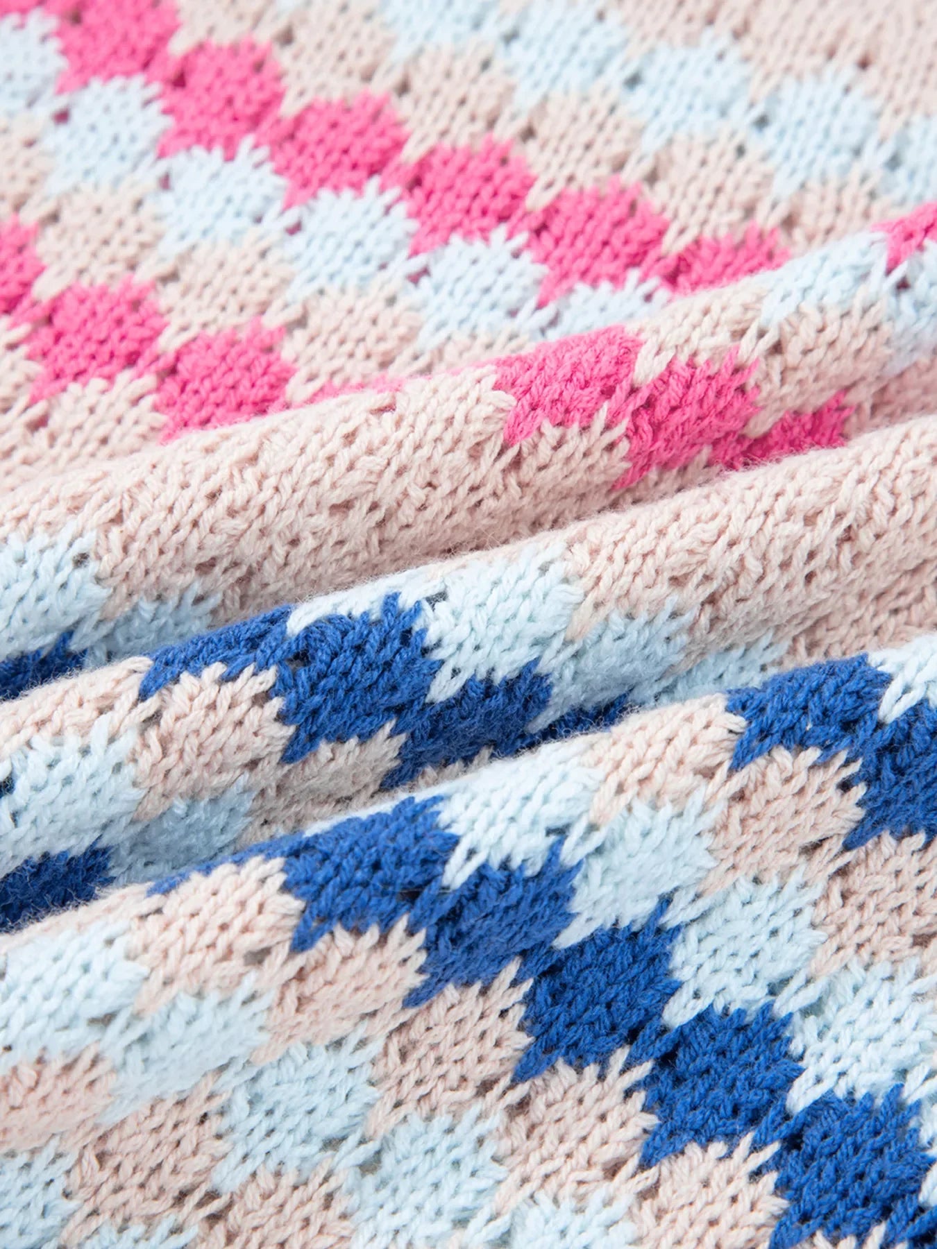 Women's Stripe Eyelet Patterned Drop Shoulder Sweater