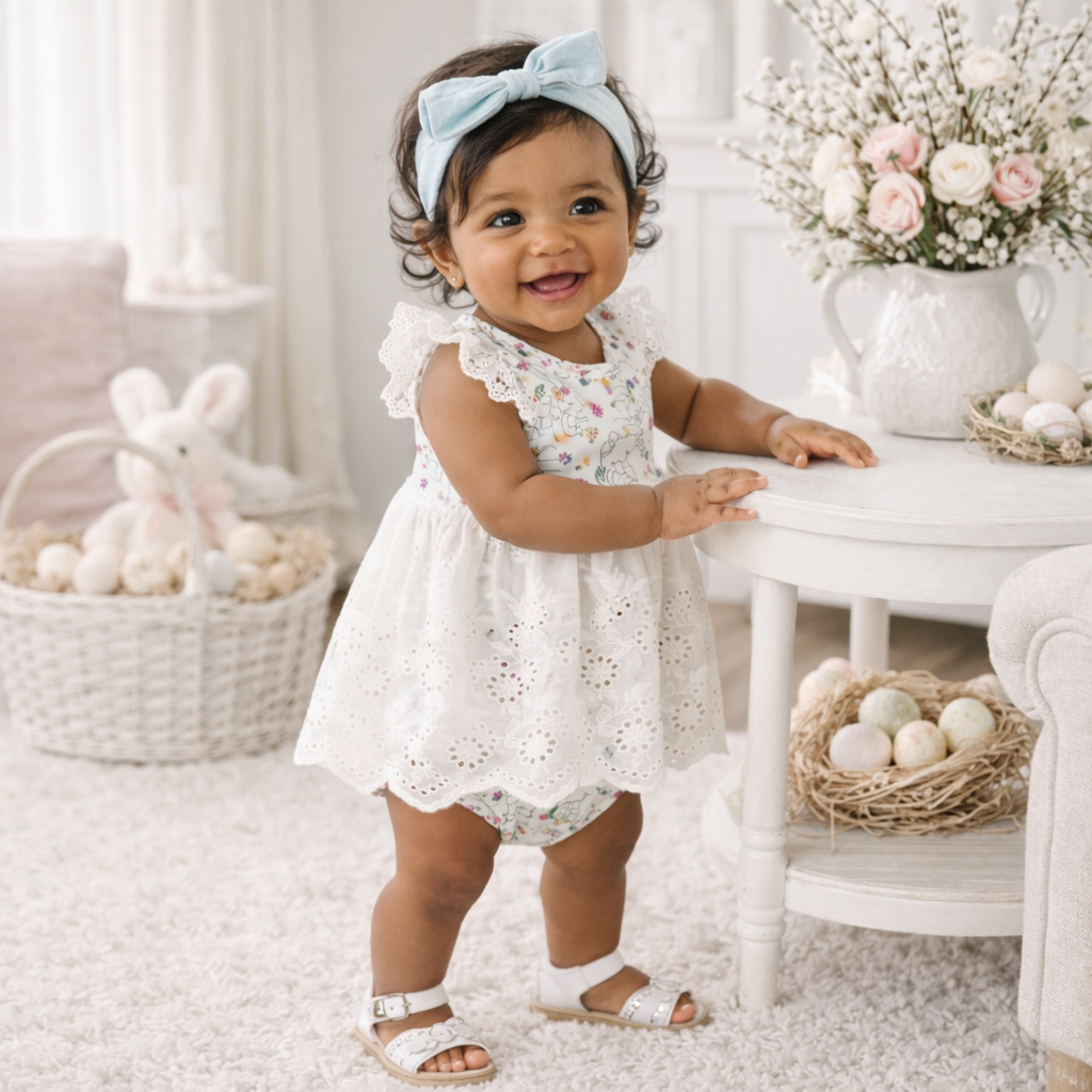 Baby Girl's Cottontail Garden Bamboo Skirted Easter Bodysuit