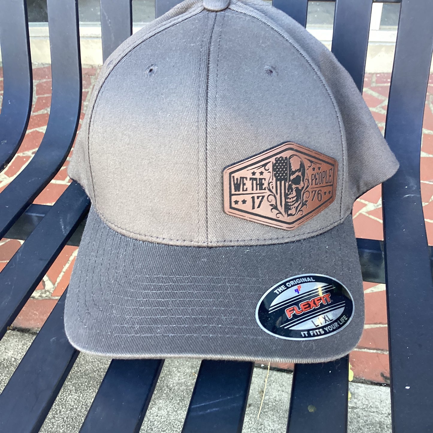 Two-Tone Flexfit Hat with "We The People 1776" Leather Patch