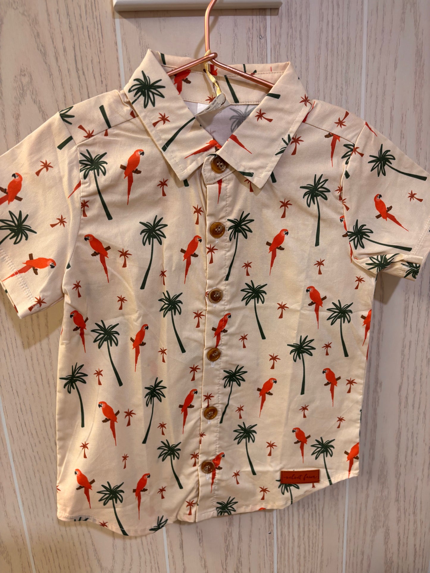 Tropical Parrot Button‑Up