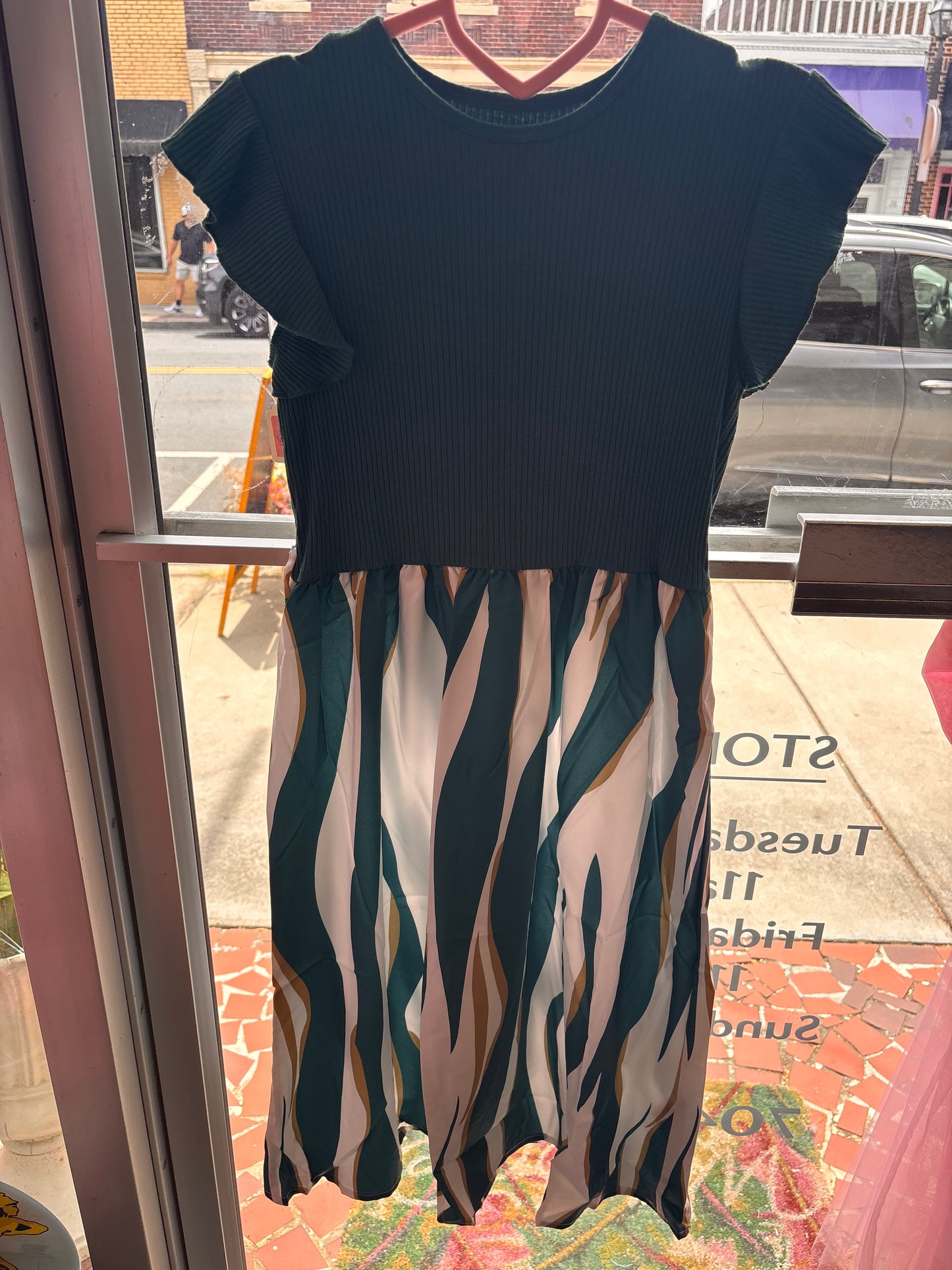Forest Wave Ruffle Dress