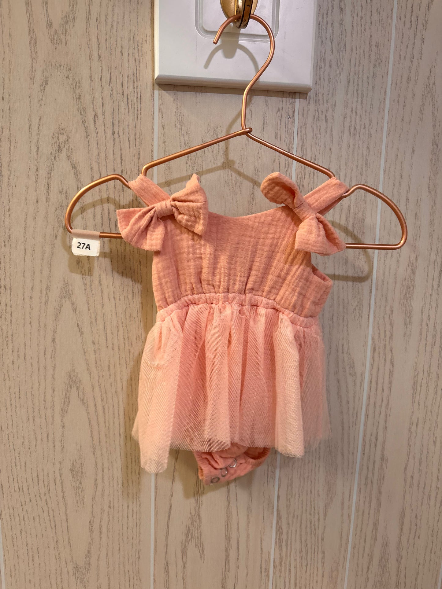 Peach Tulle Bow Romper