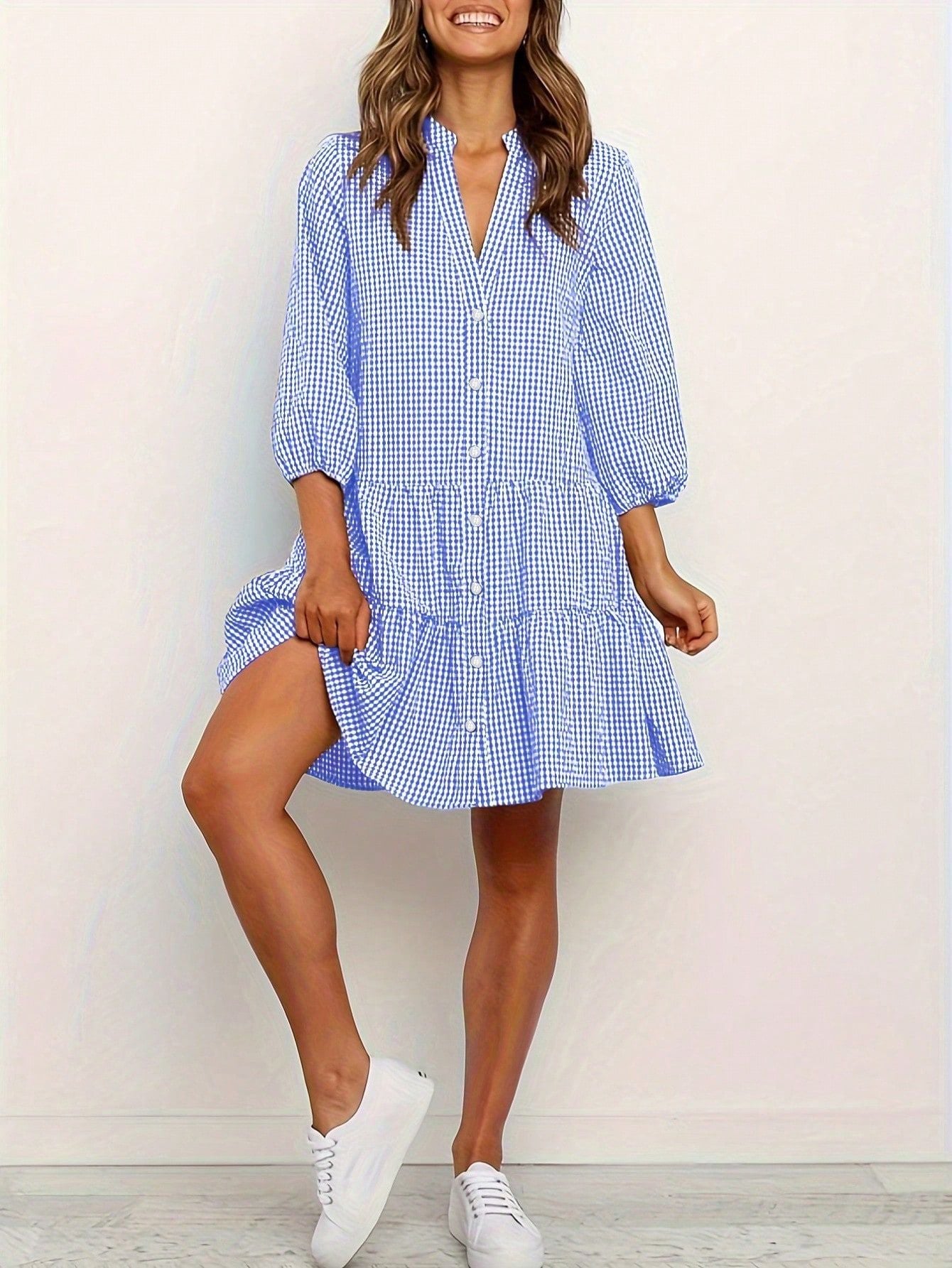 Loose plaid dress, women's Dress