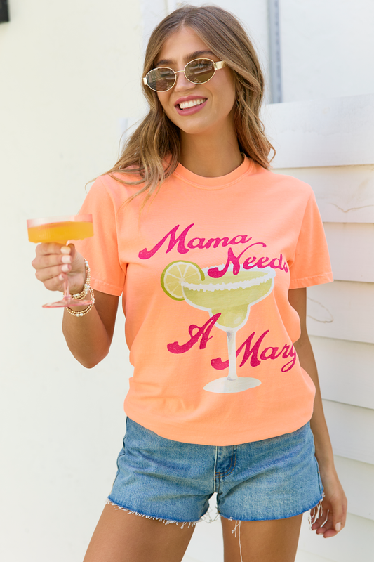 Mama Needs A Marg Neon Orange Graphic Tee SALE