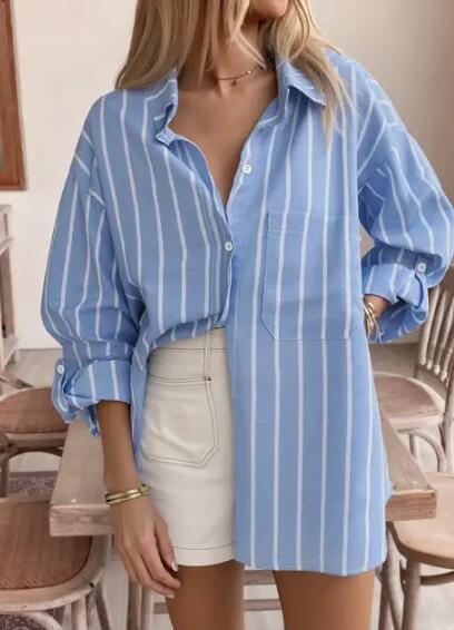 Miss Sparkling Oversized Striped Shirt