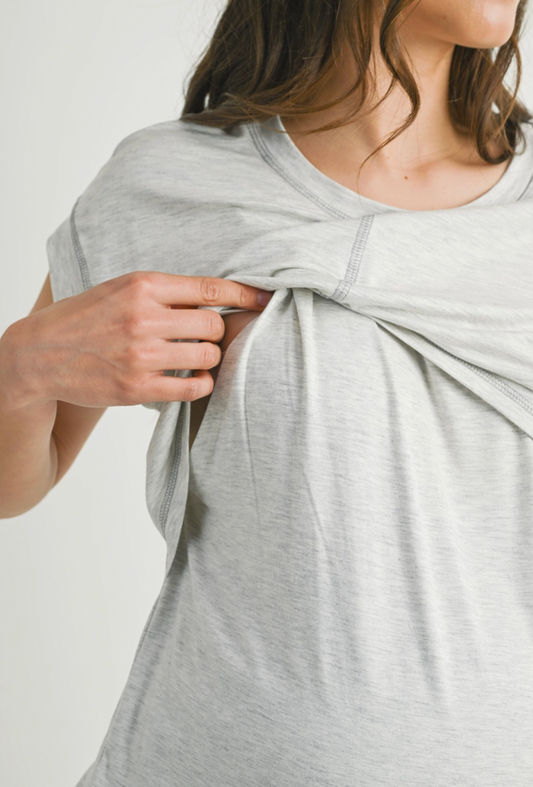 Double Layer Short Sleeve Maternity Nursing Top