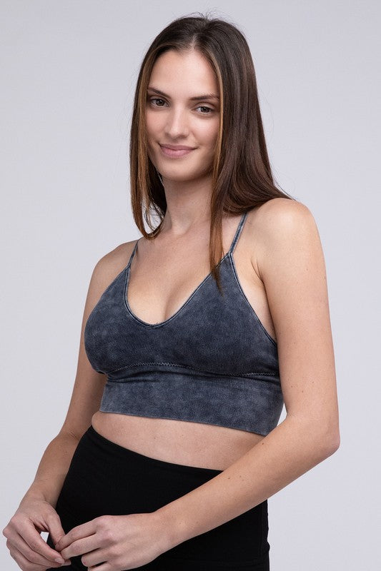 Washed Ribbed Bra Padded Tank Top (3 Color Options)