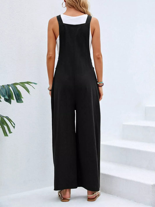 Wide-Leg Overalls with Pockets (7 colors)