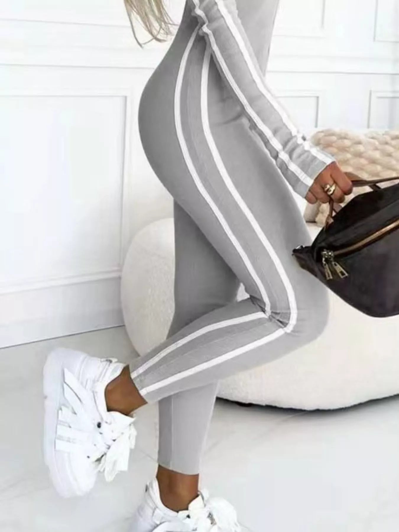 Stripe Zip-Front Long Sleeve Jumpsuit (3 Colors)