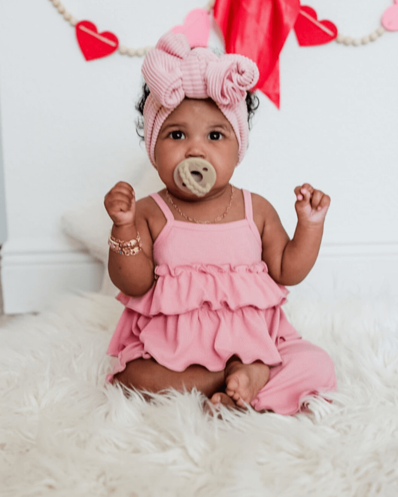 Presley Ruffle Tank Two-Piece Set - Pink