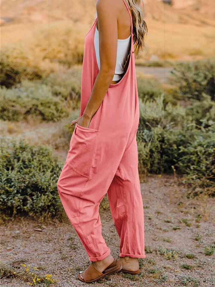 Double Take Full Size Sleeveless V-Neck Pocketed Jumpsuit (2 Colors)