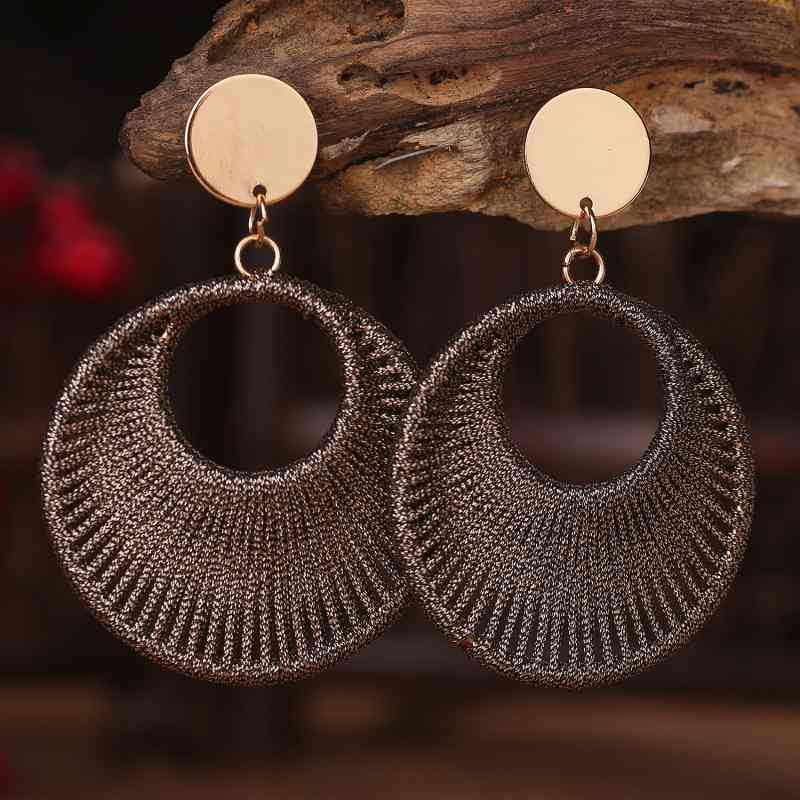 Cotton Cord Geometric Drop Earrings (5 colors)
