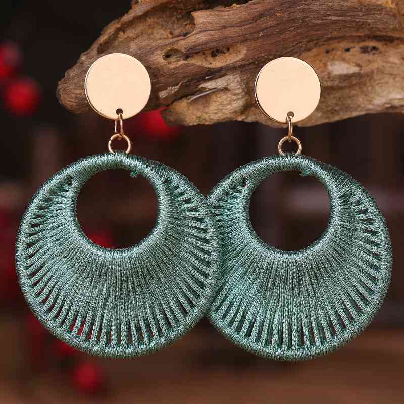 Cotton Cord Geometric Drop Earrings (5 colors)