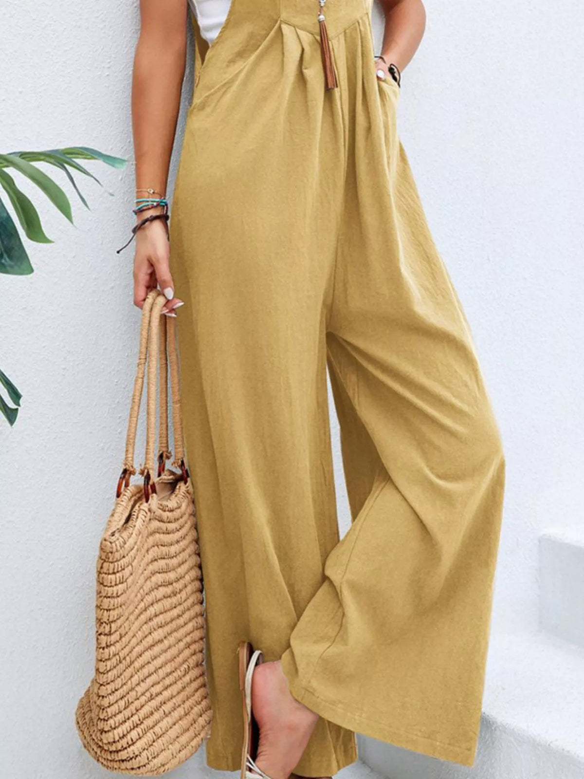 Wide-Leg Overalls with Pockets (7 colors)