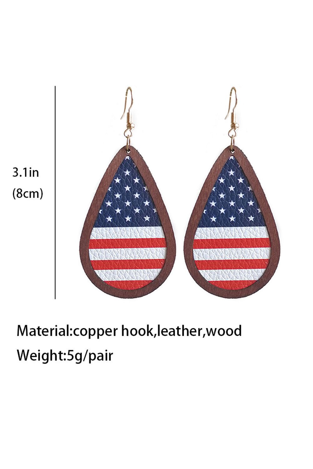 Wood Frame Leather Flag Earrings