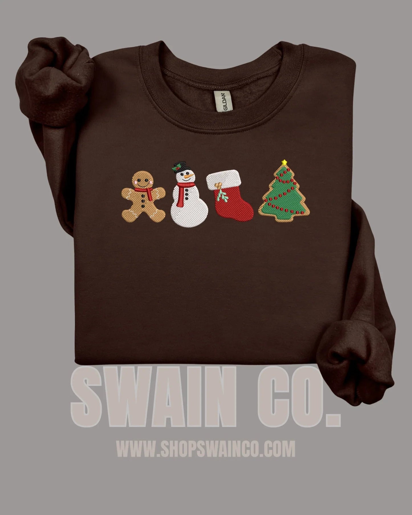 Embroidered Christmas Cookie Crewneck Sweatshirt