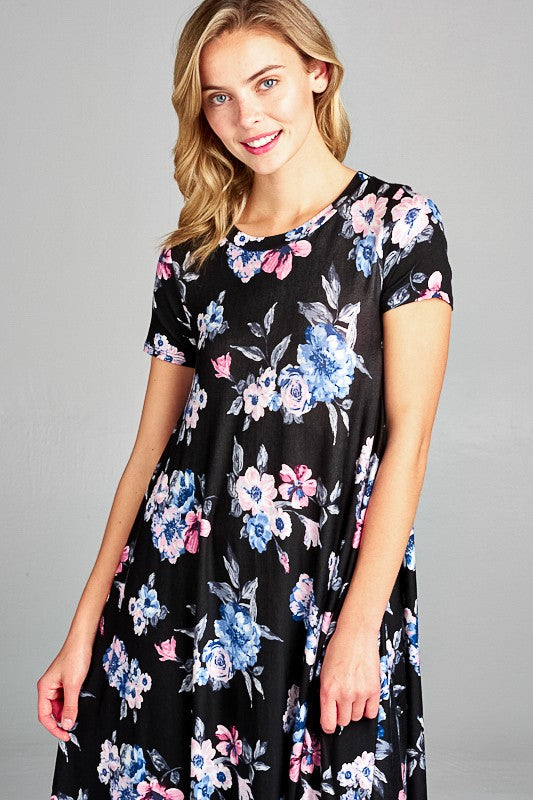 Floral Swing Casual Midi Dress (2 Colors)