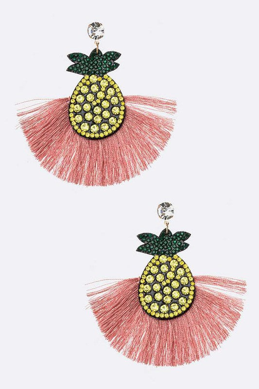 Crystal Pineapple Tassel Earrings