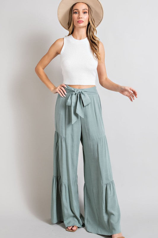 Tiered Wide Leg Pants (4 Colors)