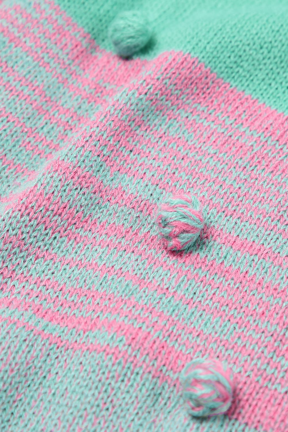 Rose Pompom Color Block Open Front Cardigan (3 Colors)