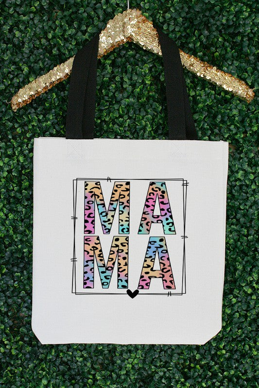 Colorful Leopard Mama Block Graphic Tote Bag