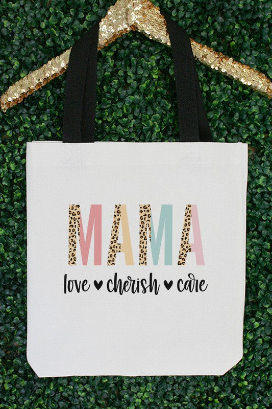 Mama Love Cherish Care Graphic Tote Bag