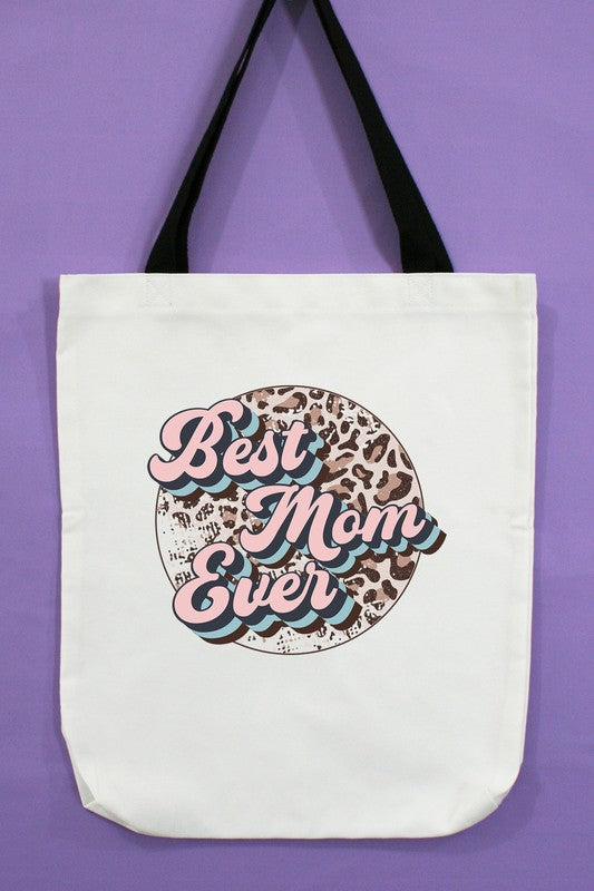 Best Mom Ever Leopard Circle Graphic Tote Bag