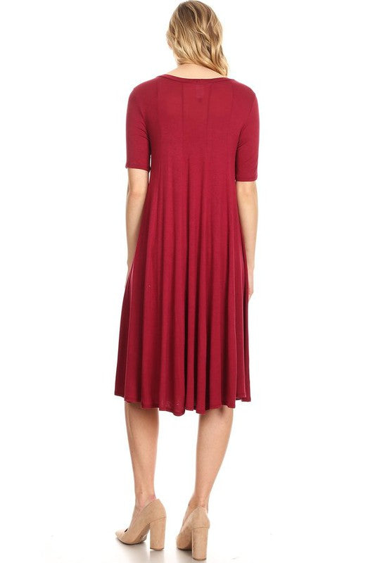 Jersey knit short sleeve oversized a-line dress (9 colors)