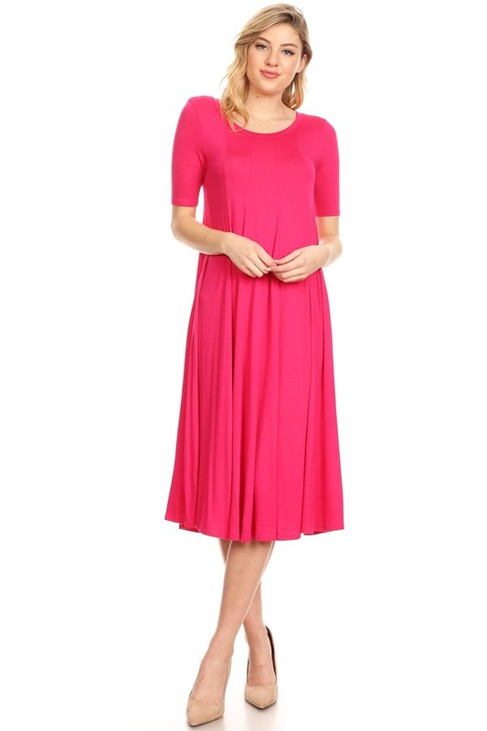 Jersey knit short sleeve oversized a-line dress (9 colors)