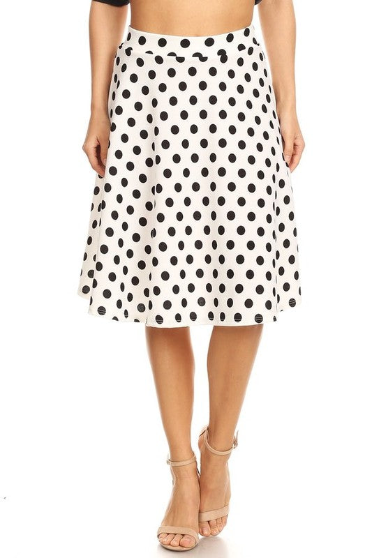 Polka dot print, knee length skirt (2 Colors)